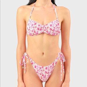 SET blackbough swimwear Dixie top and bottoms Pink Romance Floral Pattern Medium